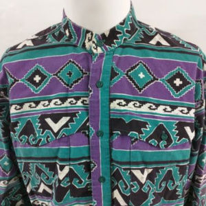 Wrangler Brushpopper Purple Green Native Shirt XL